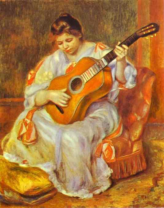 Pierre Auguste Renoir A Woman Playing the Guitar